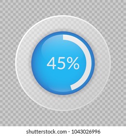 45 percent pie chart on transparent background. Percentage vector infographics. Circle diagram isolated. Business illustration icon for marketing project, finance, financial report, web design