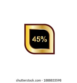 45 percent sign vector design with gold gradient color