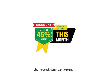 45 Percent THIS MONTH offer, clearance, promotion banner layout with sticker style.