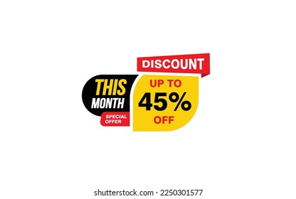 45 Percent THIS MONTH offer, clearance, promotion banner layout with sticker style.