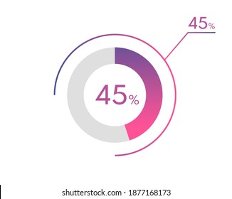 45 Percentage diagrams, pie chart for Your documents, reports, 45% circle percentage diagrams for infographics