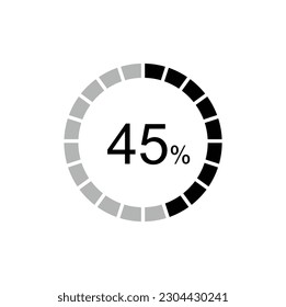 45% percentage display scale, 45% black thin outline graphics. design element for infographics.