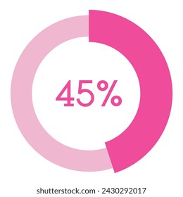 45 percent,pink circle shape percentage diagram vector,circular infographic chart.