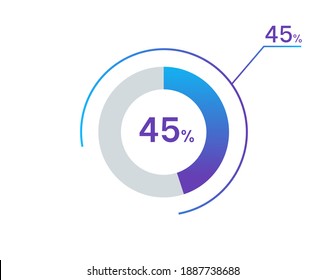 45 Prozent Kuchendiagramm Infografiken Elemente. 45 % Infografikkreissymbole zum Herunterladen, Illustration, Business, Webdesign