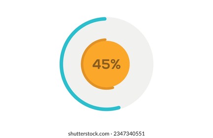 45% pie chart template, pie chart 45% vector, pie chart illustration