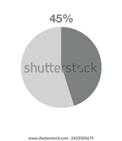 45% pizza graph. Informative graph vector, percentage, finance, profit and quantity concept isolated on white background