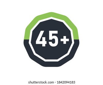 45 más aislados en un fondo blanco. Número de más de 45 