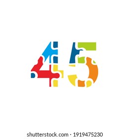 45 Puzzle number illustration. Vector Eps10