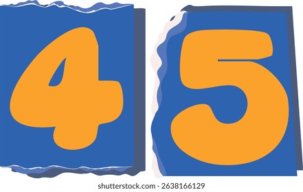 45 Retro torn paper number Design art