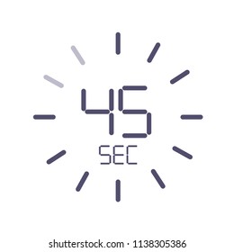 The 45 seconds, stopwatch vector icon, digital timer. clock and watch, timer, countdown symbol.
