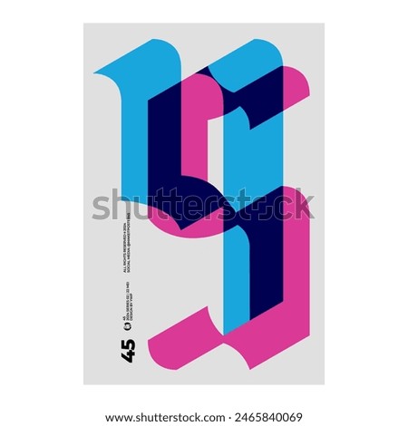 The "45 in Typography" poster is a captivating exploration of the numerical value 45, expressed through an innovative typographic style. Against a backdrop that seamlessly blends modernity with artist