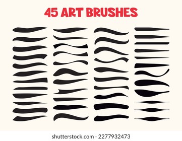 45 vector set of art brushes for illustrations. The brushes used are included in the paintbrush palette.