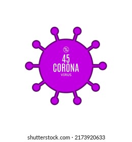 45% vector sign symbol in the form of virus illustration, corona outbreak diagnosis stamp, isolated on white background