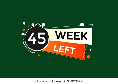 45 semana esquerda, ícone, stile, temporizador, contagem regressiva, relógio, tempo, fundo, modelo, 45 semana esquerda contagem regressiva, adesivo, banner esquerdo, negócio, venda, botão de etiqueta
