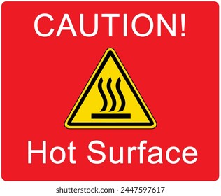 4.5" x 3.5" Caution Hot Surface Signage - Red