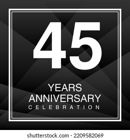 45 Year Anniversary Celebration Logo Vector On Red Background, 45 Number Design, 45th Birthday Logo, Logotype Number, Vector Anniversary For Celebration, Invitation Card, And Greeting Card