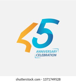 45 Year Anniversary Celebration Vector Template Design Illustration
