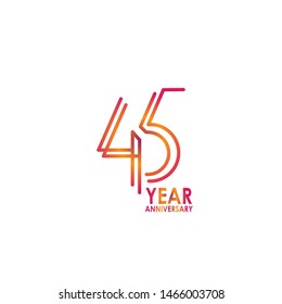 45 Year Anniversary Celebration Vector Template Design Illustration