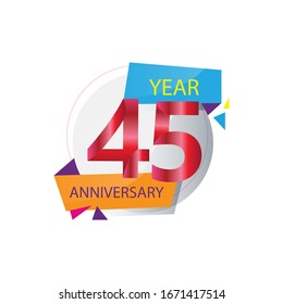45 Year Anniversary celebration Vector Template Design Illustration
