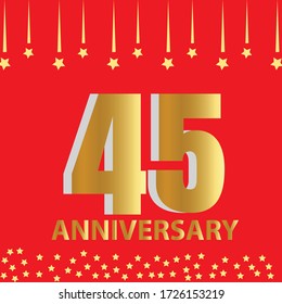 45 year anniversary celebration, vector design for celebrations, invitation cards and greeting cards