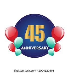 45 year anniversary celebration, vector design for celebrations, invitation cards and greeting cards