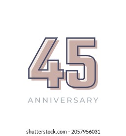 45 Year Anniversary Celebration Vector. Happy Anniversary Greeting Celebrates Template Design Illustration