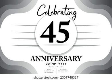 45 year anniversary flat black color logotype style with hand lettering on white background