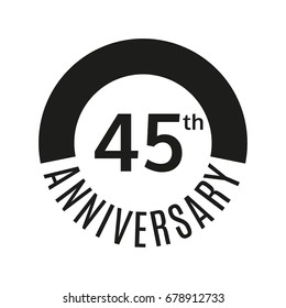 45 year anniversary icon. 45th celebration template for banner, invitation, birthday. Vector illustration.