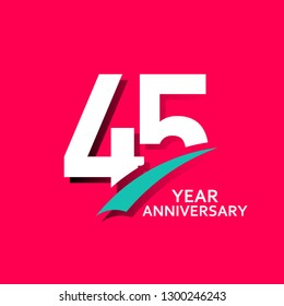 45 Year Anniversary Vector Template Design Illustration