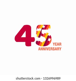 45 Year Anniversary Vector Template Design Illustration