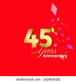 45 Year Anniversary Vector Template Design Illustration