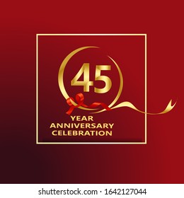 45 Year Anniversary Vector Template Design Illustration