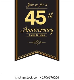 45 Year Anniversary Vector Template Design Illustration