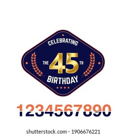 45 Year Anniversary Vector Template Design Illustration