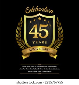 45 year celebration anniversary logo vector isolated on black background