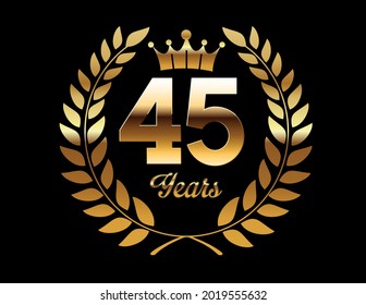 vector de placa de celebración de 45 años