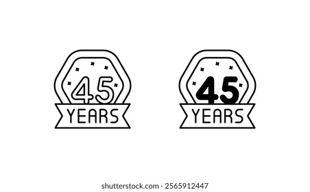 45 year icon design with white background stock illustration