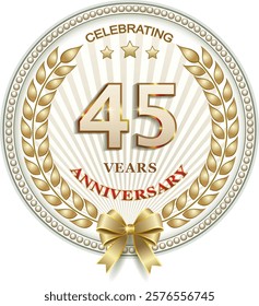 45 years anniversary, background, icon, birthday card. Vector illustration 