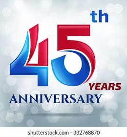 45 years anniversary with bokeh lights in background.-vector illustration
