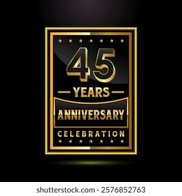 45 years anniversary celebration badge and label design, Golden anniversary emblem