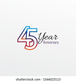 45 years anniversary celebration blue and orage Color Design logotype. anniversary logo isolated on White background, vector Horizontal number design for celebration -vector