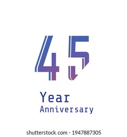 45 Years Anniversary Celebration Blue Color Vector Template Design Illustration
