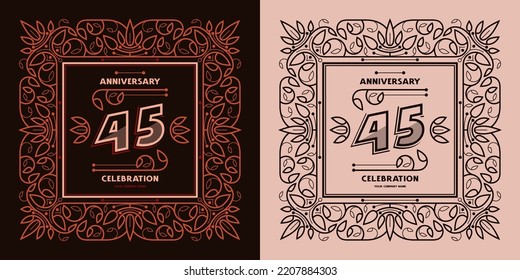 45 years anniversary celebration card in vintage style. Vector illustration
