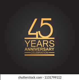 45 years anniversary celebration design with thin number shape golden color for special celebration event