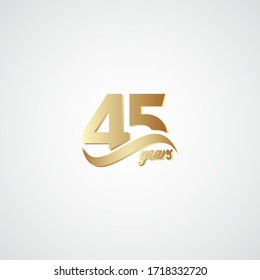 45 Years Anniversary Celebration Elegant Gold Logo Vector Template Design Illustration