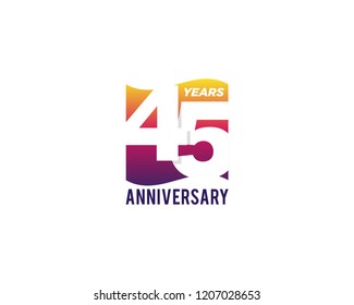 45 Years Anniversary Celebration Icon Vector Logo Design Template. Gradient Flag Style.