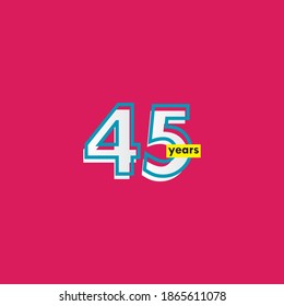 45 Years Anniversary Celebration Line Vector Template Design Illustration