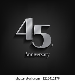 45 years anniversary  celebration. Anniversary logo elegance number and 3D style color and shadow isolated on black background, vector design for celebration, invitation card, and greeting card