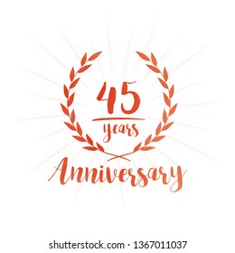 45 years anniversary celebration logo. Anniversary watercolor design template. Vector and illustration.