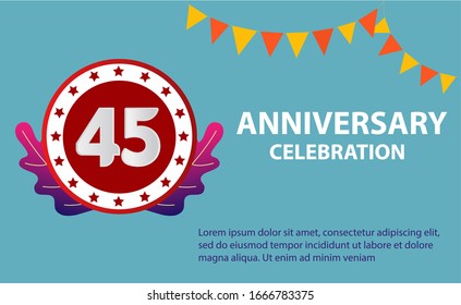 45 years anniversary celebration logo vector template design illustration